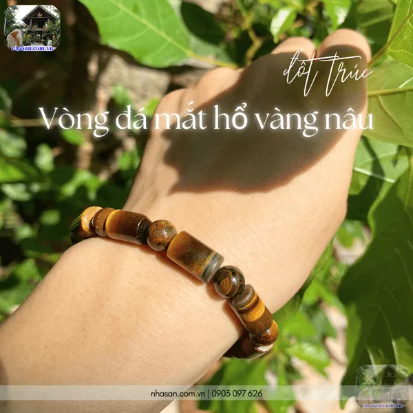 Vòng đá mắt hổ vàng nâu đốt trúc 8ly tăng cường bản lĩnh