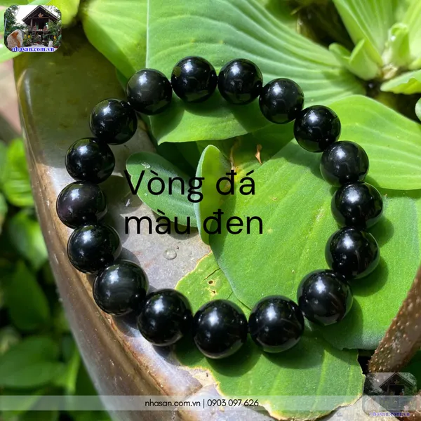 Vòng đá màu đen 12ly sức mạnh và may mắn hộ thân