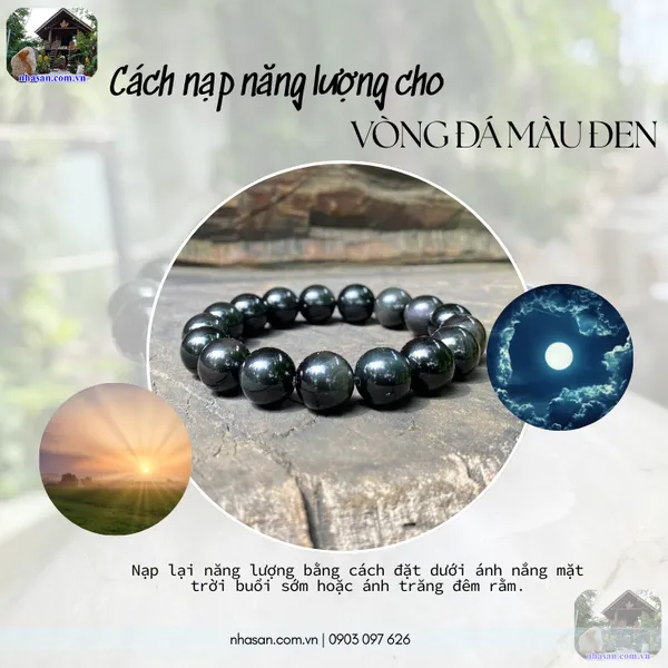 Vòng đá màu đen 12ly sức mạnh và may mắn hộ thân