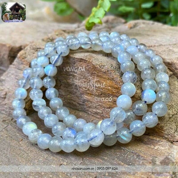Vòng đá moonstone đeo cổ 7ly
