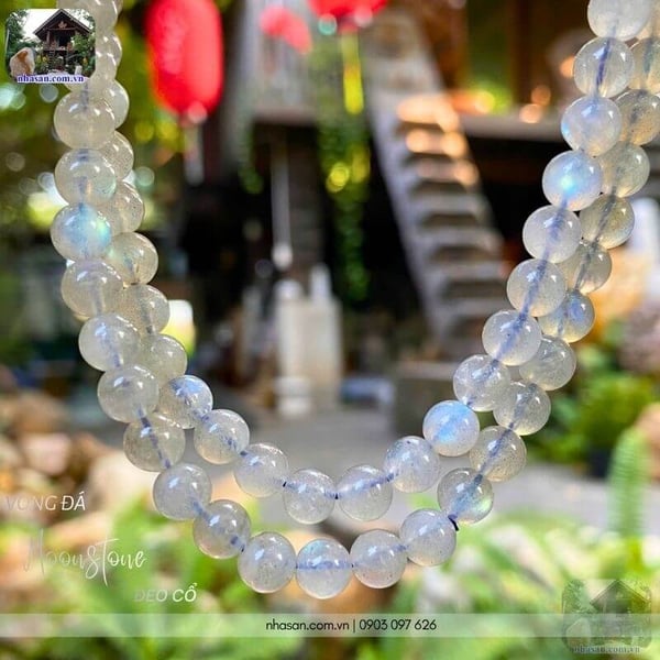 Vòng đá moonstone đeo cổ 7ly