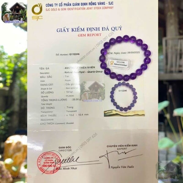 Vòng đá phong thủy màu tím 9ly