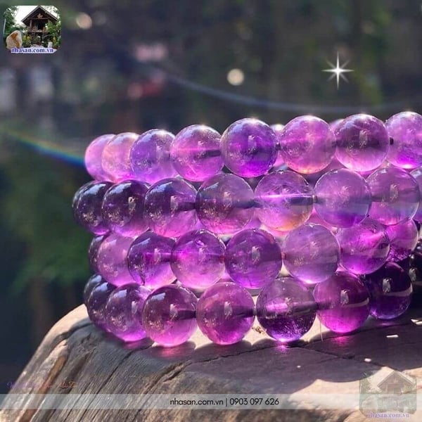 Vòng đá phong thủy màu tím 9ly