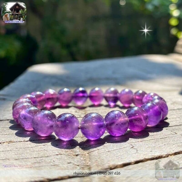Vòng đá phong thủy màu tím 9ly