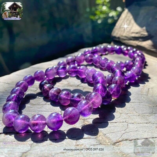 Vòng đá phong thủy màu tím 9ly