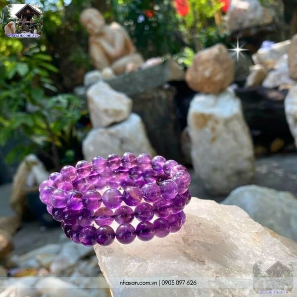 Vòng đá phong thủy màu tím 9ly