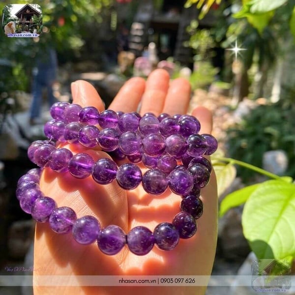 Vòng đá phong thủy màu tím 9ly