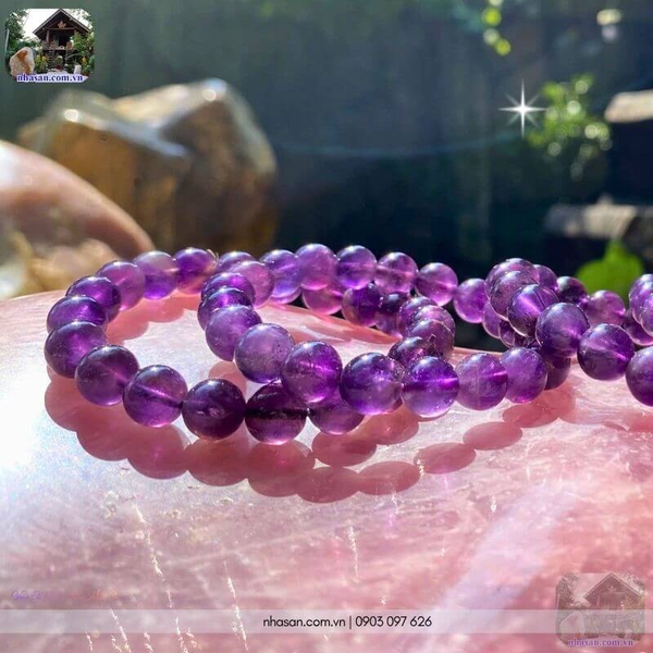 Vòng đá phong thủy màu tím 9ly