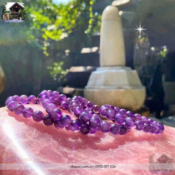 Vòng đá phong thủy màu tím 9ly