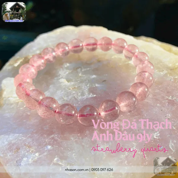 Vòng đá thạch anh dâu 9ly