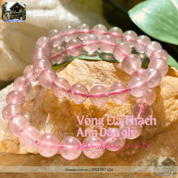 Vòng đá thạch anh dâu 9ly