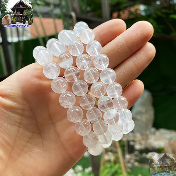 Vòng Tay Đá Thạch Anh Trắng 10 Ly
