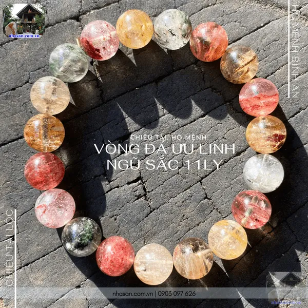 Vòng đá ưu linh ngũ sắc 11ly