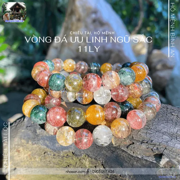 Vòng đá ưu linh ngũ sắc 11ly