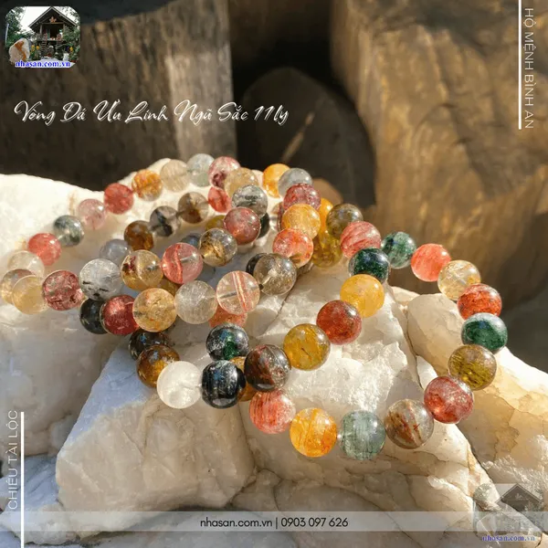 Vòng đá ưu linh ngũ sắc 11ly