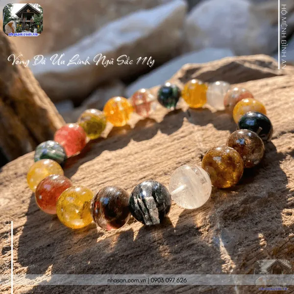 Vòng đá ưu linh ngũ sắc 11ly