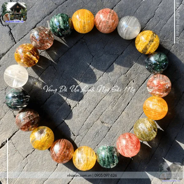 Vòng đá ưu linh ngũ sắc 11ly