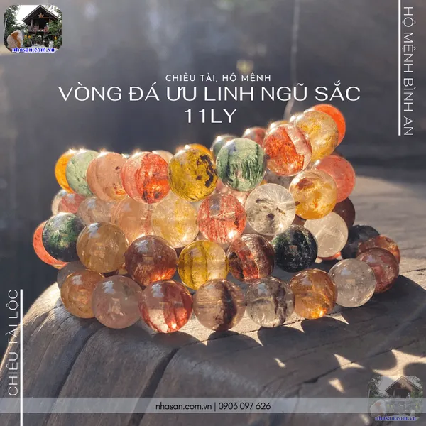 Vòng đá ưu linh ngũ sắc 11ly