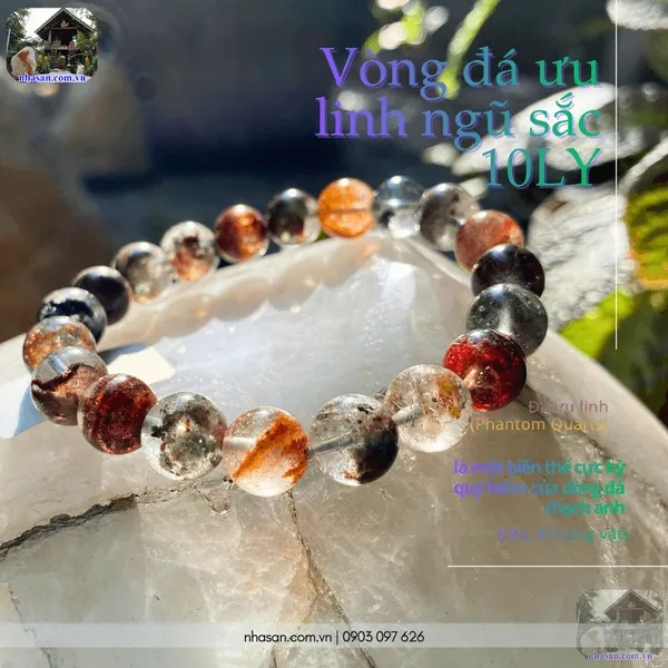 Vòng đá ưu linh ngũ sắc 10ly thiên nhiên "vườn cảnh" chiêu tài, vượng khí