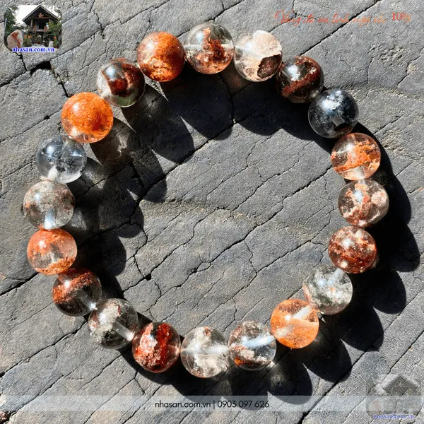Vòng đá ưu linh ngũ sắc 10ly thiên nhiên "vườn cảnh" chiêu tài, vượng khí
