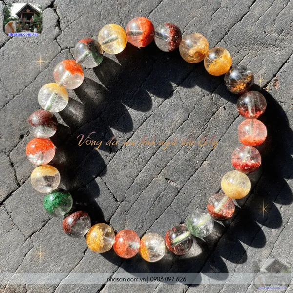 Vòng đá ưu linh ngũ sắc 8ly thiên nhiên, chiêu tài lộc, vượng khí, hợp mọi mệnh