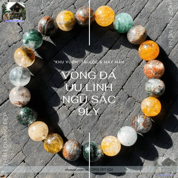 Vòng đá ưu linh ngũ sắc 9ly