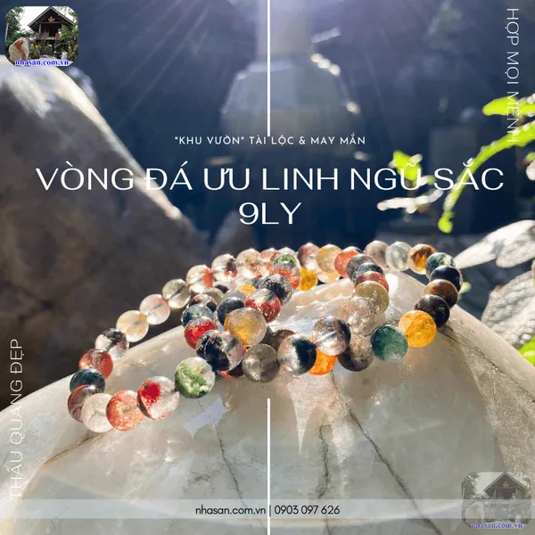 Vòng đá ưu linh ngũ sắc 9ly