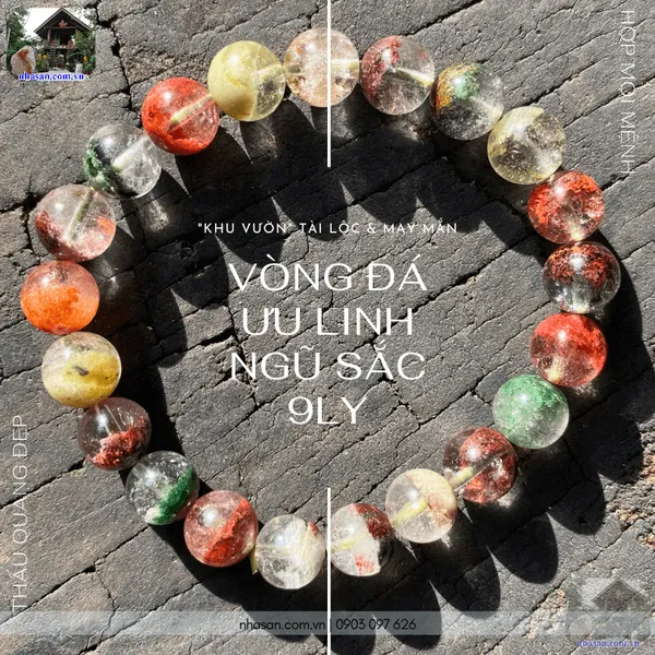 Vòng đá ưu linh ngũ sắc 9ly