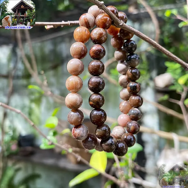 Vòng Tay Gỗ Hóa Thạch Xám Ghi 8 Ly