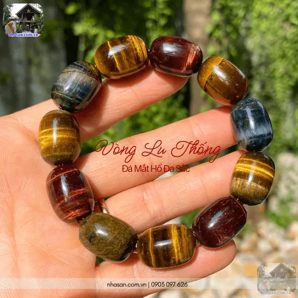 Vòng lu thống đá mắt hổ đa sắc 13ly