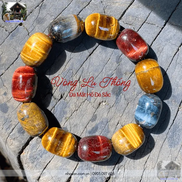 Vòng lu thống đá mắt hổ đa sắc 13ly