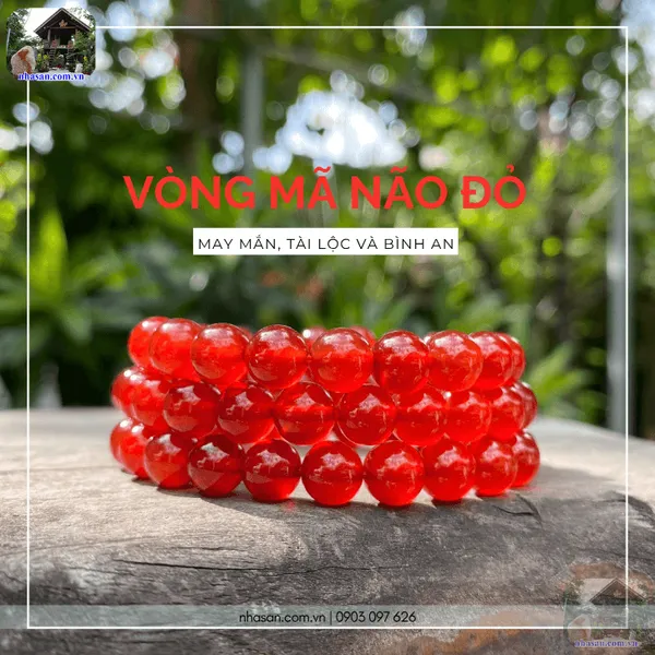 Vòng mã não đỏ 8ly đeo tay hút tài lộc