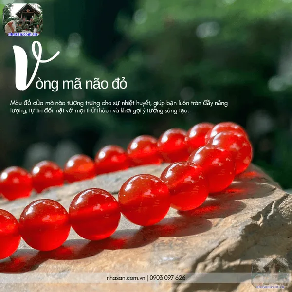 Vòng mã não đỏ 8ly đeo tay hút tài lộc