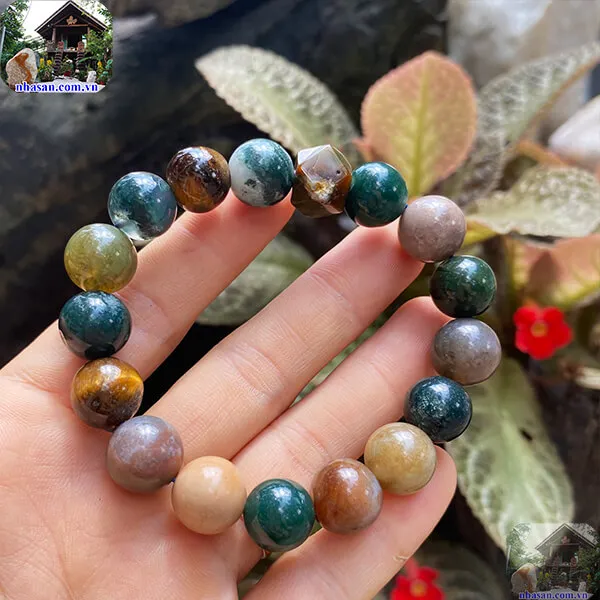 Vòng tay đá canxedon mix mắt hổ 12mm sang chảnh và quyến rũ