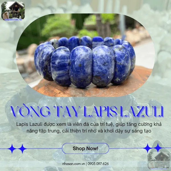 Vòng tay đá lapis lazuli 25ly tuyệt tác phong thủy cho tâm an, trí sáng