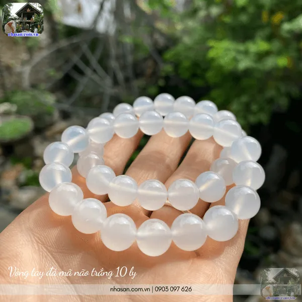 Vòng tay đá mã não trắng 10ly