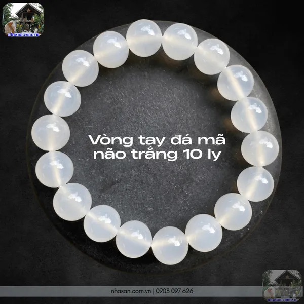 Vòng tay đá mã não trắng 10ly