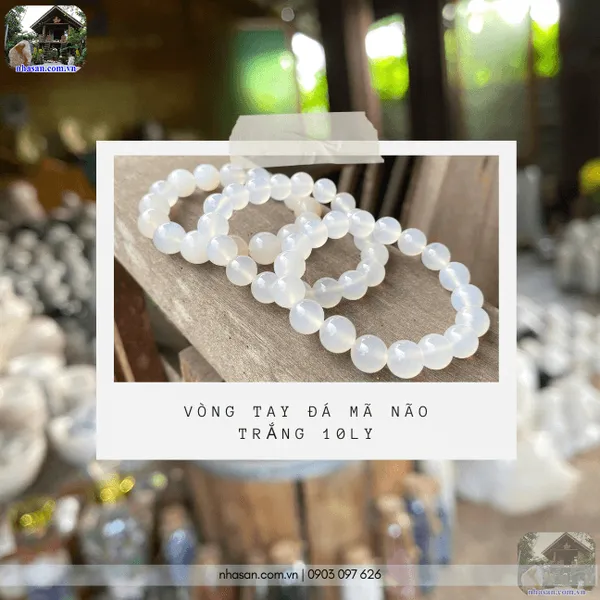 Vòng tay đá mã não trắng 10ly