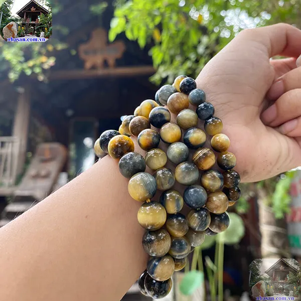 Vòng tay đá mắt hổ chim ưng tự nhiên 8ly, 10ly, 12ly, 14ly