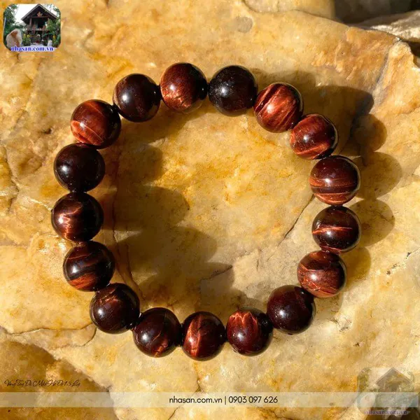 Vòng tay đá mắt hổ đỏ 13 ly
