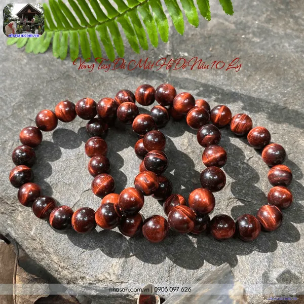 Vòng Tay Đá Mắt Hổ Đỏ Nâu 10 Ly