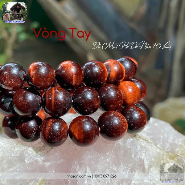 Vòng Tay Đá Mắt Hổ Đỏ Nâu 10 Ly