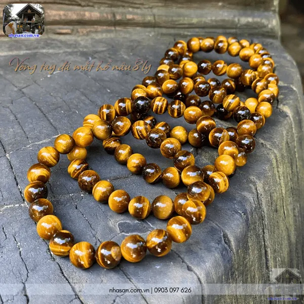 Vòng tay đá mắt hổ nâu 8ly - Chiêu tài, hộ thân, tăng tự tin