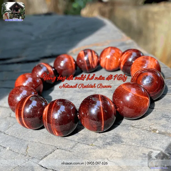 Vòng tay đá Mắt Hổ Nâu Đỏ 16 Ly