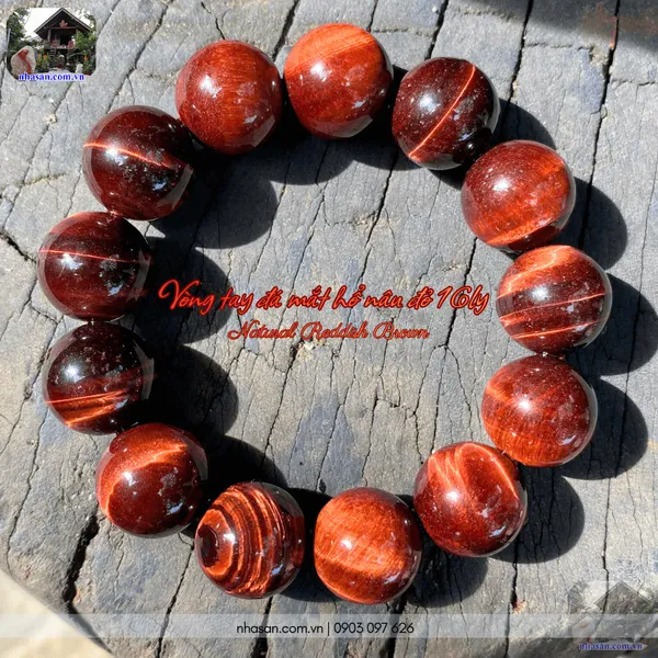 Vòng tay đá Mắt Hổ Nâu Đỏ 16 Ly