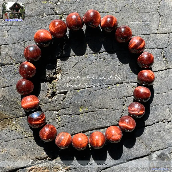 Vòng tay đá mắt hổ nâu đỏ 8ly - Năng lượng ổn định, chữa lành tâm hồn