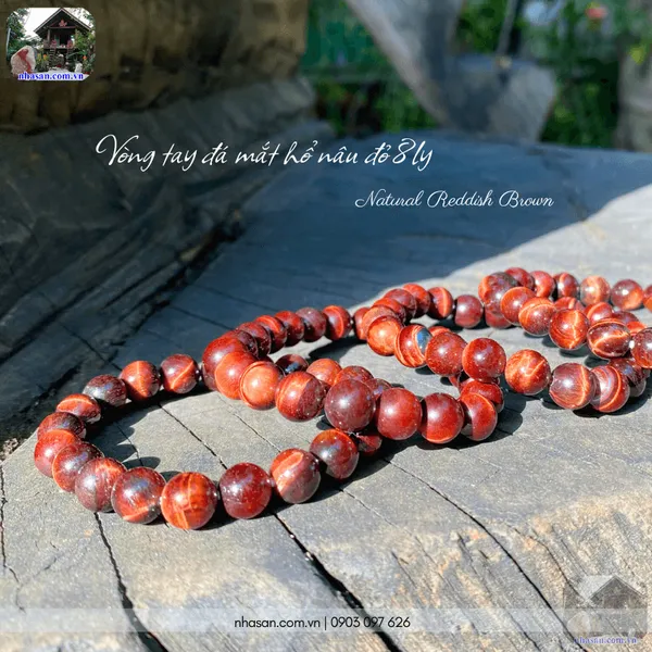 Vòng tay đá mắt hổ nâu đỏ 8ly - Năng lượng ổn định, chữa lành tâm hồn