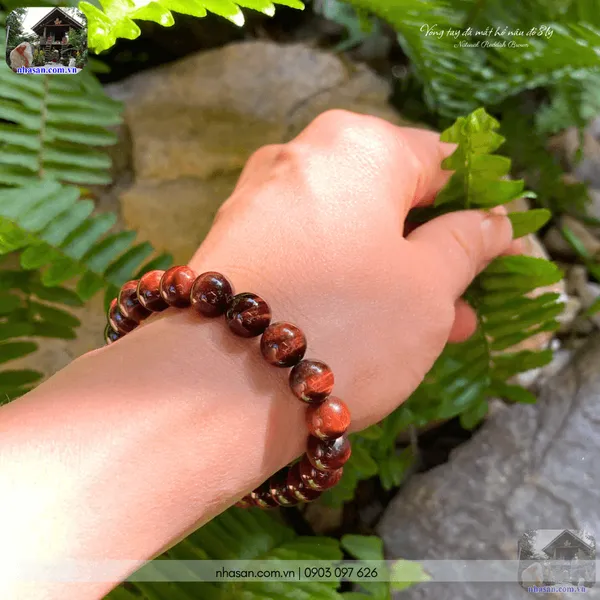 Vòng tay đá mắt hổ nâu đỏ 8ly - Năng lượng ổn định, chữa lành tâm hồn