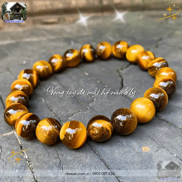 Vòng tay đá mắt hổ nâu 8ly - Chiêu tài, hộ thân, tăng tự tin