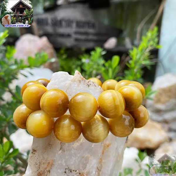Vòng Tay Đá Mắt Hổ Vàng 14 Ly
